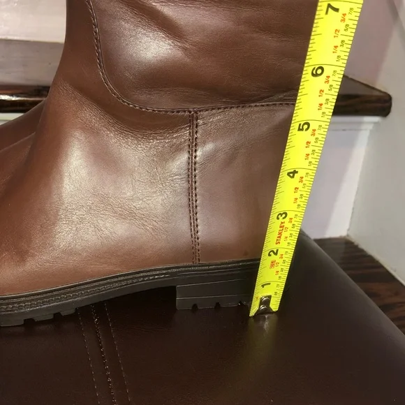 COACH Brown Leather Knee High Moto Riding Boots Sz 9.5 NWOB - Picture 5 of 10